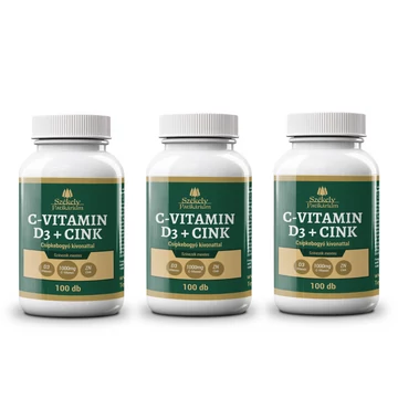 3 buc Vitamina C 1000mg + D3 + Zinc + Măceșe 100 buc