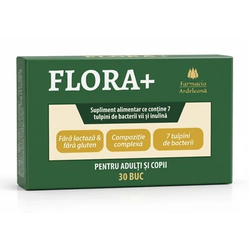 Flora+ Pre-Probiotic de nouă generație – complex cu 7 tulpini, îmbogățit cu inulină
