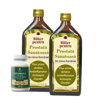 2 buc Bitter Fără Alcool pentru Prostată Sănătoasă - Vitamina C 1000mg + D3 + Zinc + Măceșe
