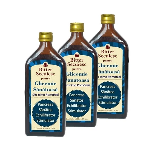 2+1 buc cadou Bitter Secuiesc pentru Glicemia Sănătoasă 500ml
