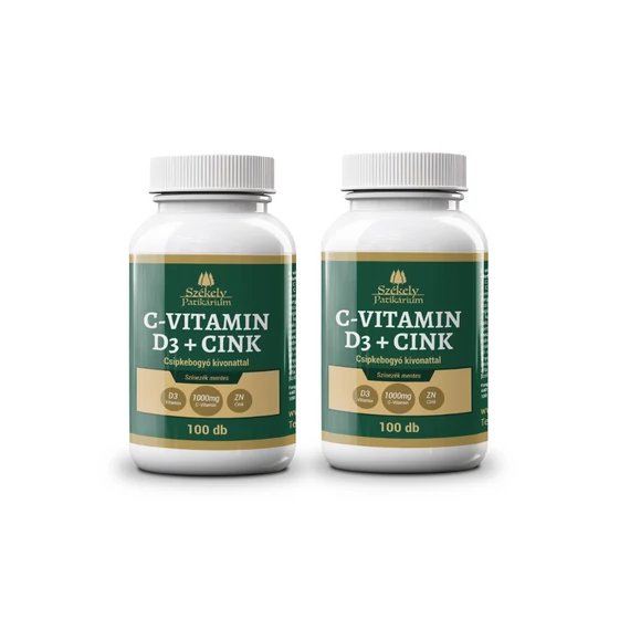 2 buc Bitter Secuiesc Vitamina C 1000mg + D3 + Zinc + Măceșe 100 buc